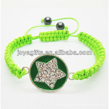 Diamante, liga, estrela, forma, tecido, pulseira, verde, fio